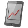Tablet whose screen shows a simple line chart