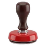 Red rubber stamp with a wooden handle
