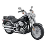 Classic retro heavy motorcycle in black with chrome details