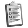 Clipboard holding a checklist sheet