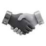 Two stylised smooth hands in a firm handshake