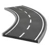 Short curved asphalt highway road section with white lane markings