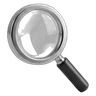 Magnifying glass with a chrome rim and black handle