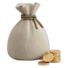 Canvas money bag tied with rope