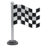 Black and white chequered racing flag on a chrome pole