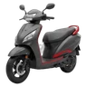 Modern step-through scooter in matte graphite with red accents