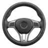 Car steering wheel in black leather with chrome spokes