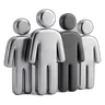 Group of four stylised faceless figurines standing together